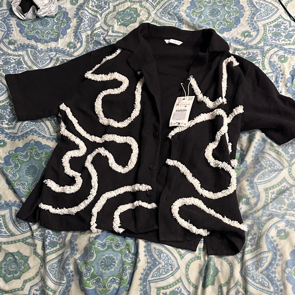 Zara Black Textured Sweater XL
